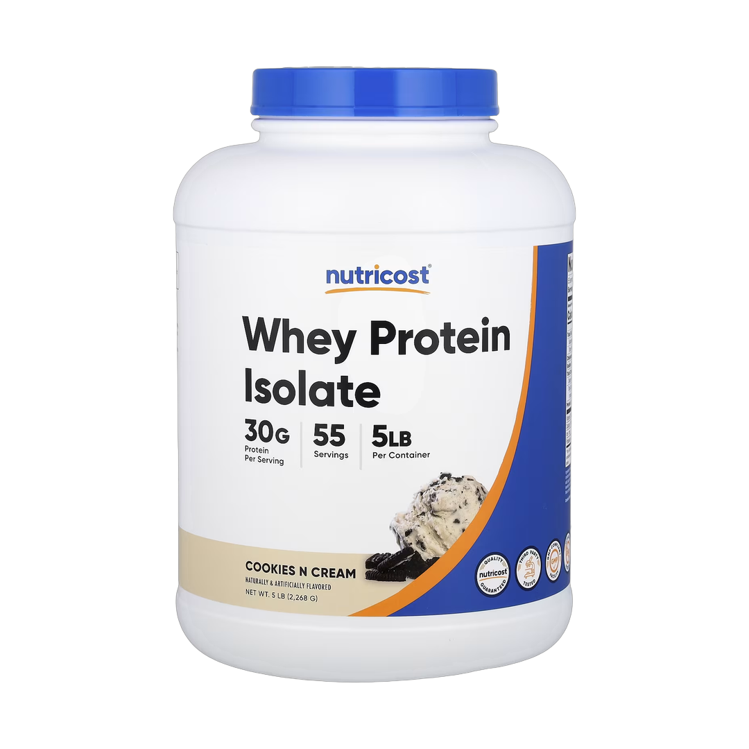 Nutricost, Whey Protein Isolate, Cookies N Cream, 5 lb, 2,268 g front packaging view
