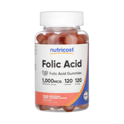 Nutricost, Folic Acid Gummies, Berry Blend, 1,000 mcg, 120 Gummies front packaging view