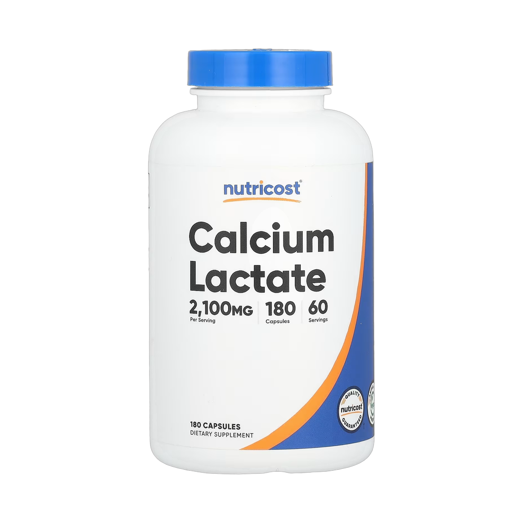 Nutricost, Calcium Lactate, 180 Capsules front packaging view