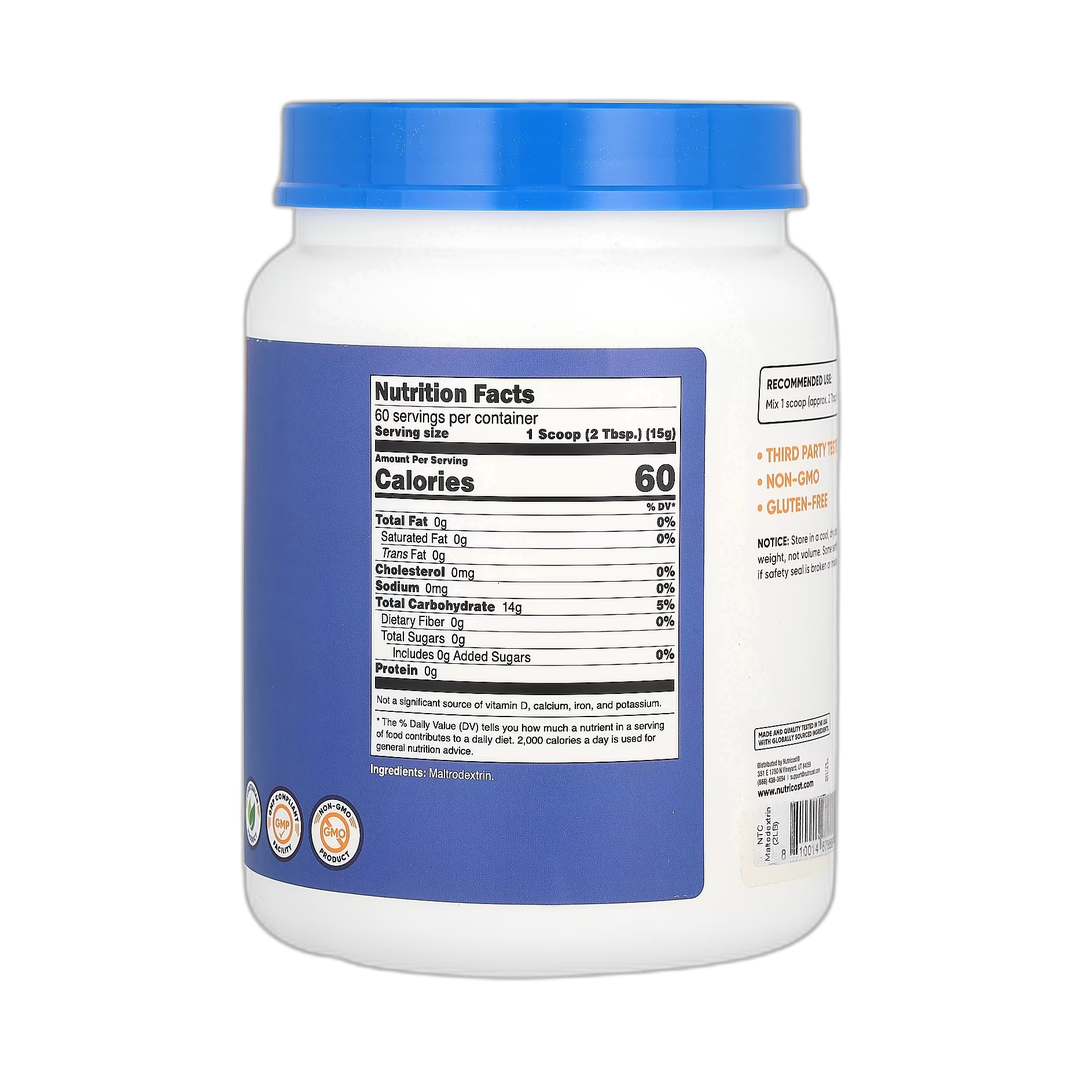 Nutricost, Maltodextrin, Unflavored, 32 oz, 907 g back packaging view