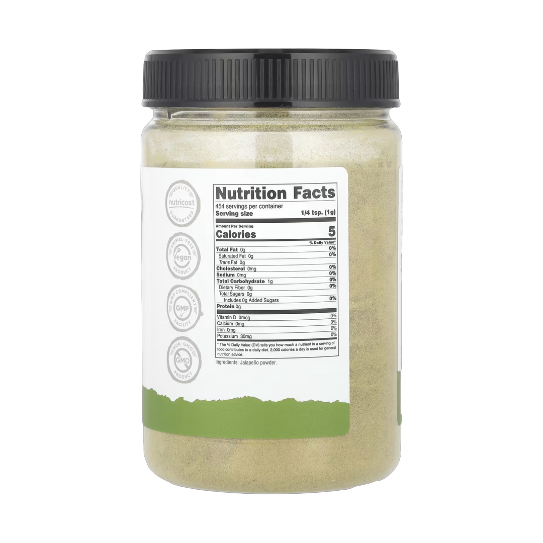 Nutricost, Pantry, Jalapeno Powder, 16.2 oz, 454 g back packaging view