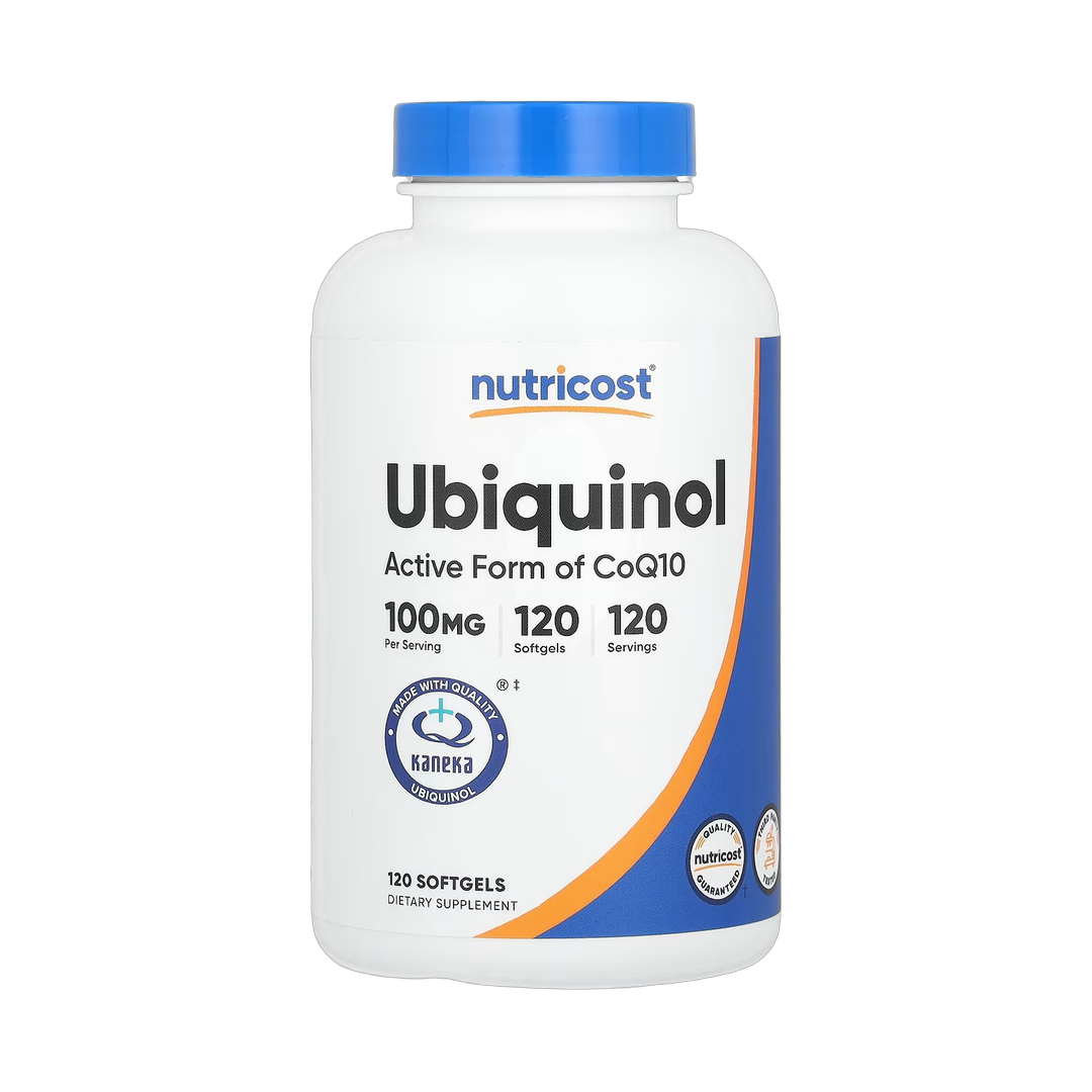 Nutricost, Ubiquinol, 100 mg, 120 Softgels front packaging view