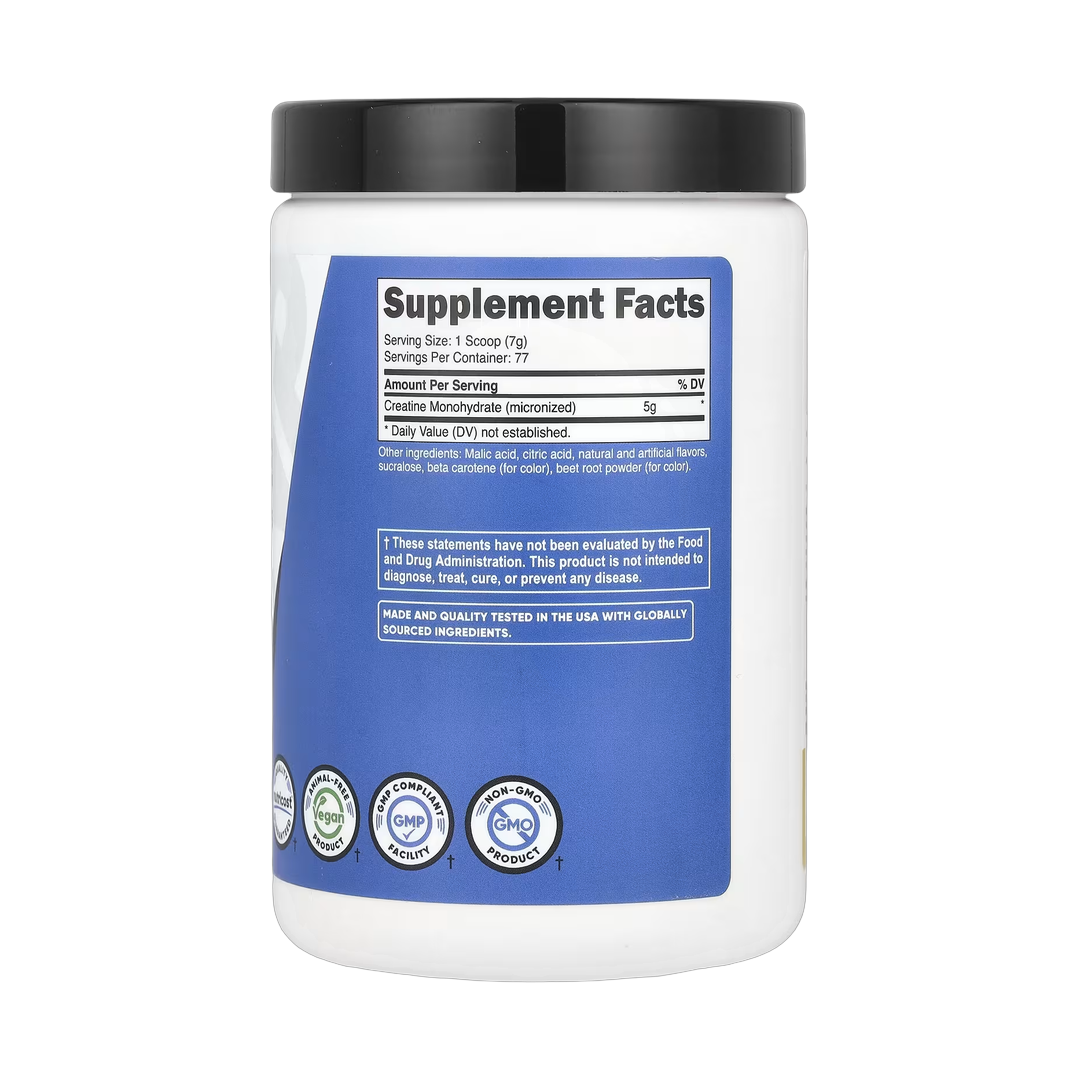 Nutricost, Performance, Creatine Monohydrate, Pineapple Mango, 1.1 lb, 500 g back packaging view