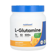 Nutricost, L-Glutamine, Peach Mango, 17.9 fl oz, 500 g front packaging view