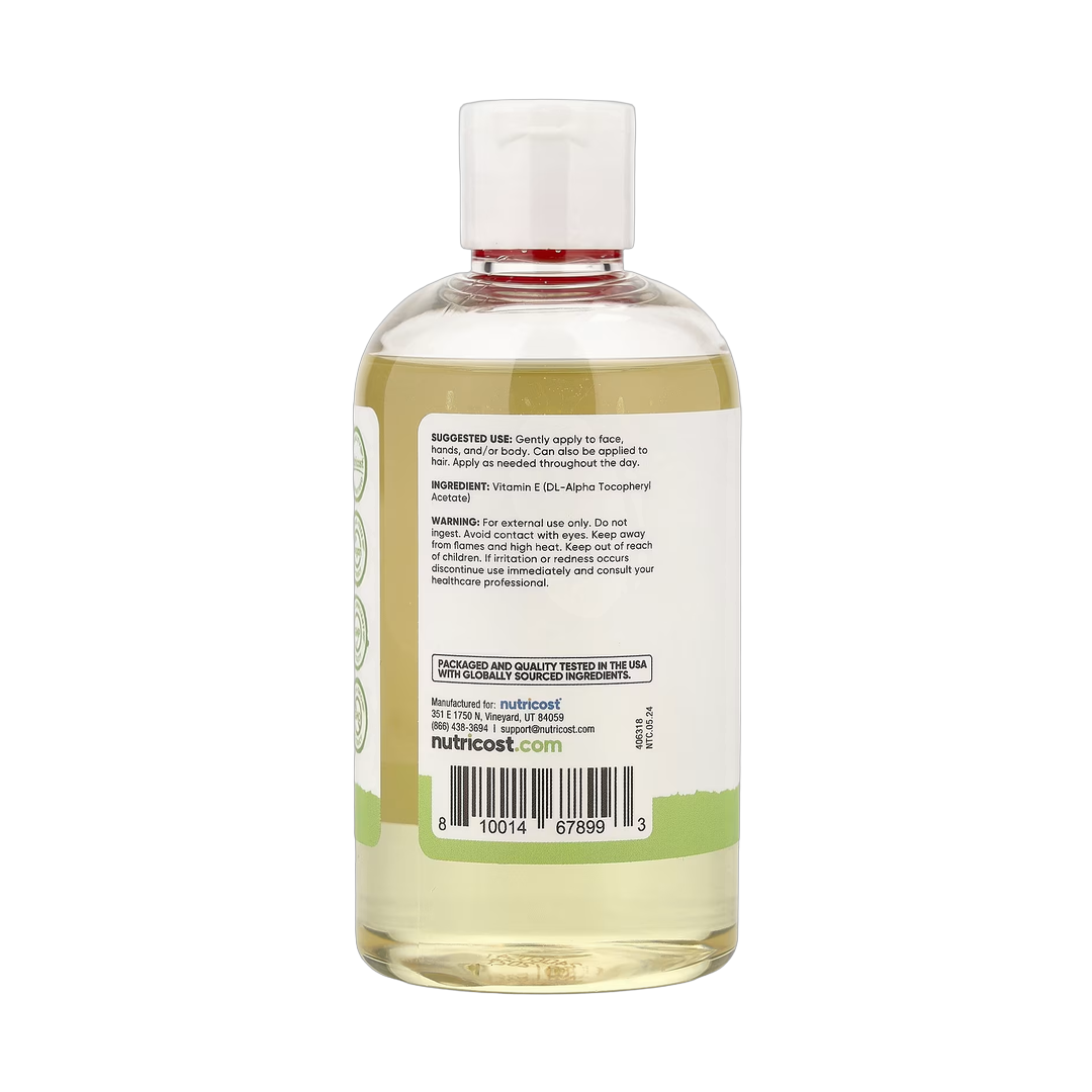 Nutricost, Essentials, Vitamin E Oil, 8 fl oz, 240 ml back packaging view