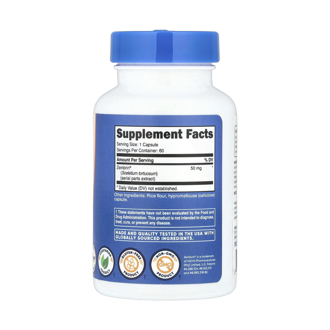 Nutricost, Sceletium Tortuosum, 50 mg , 60 Capsules back packaging view