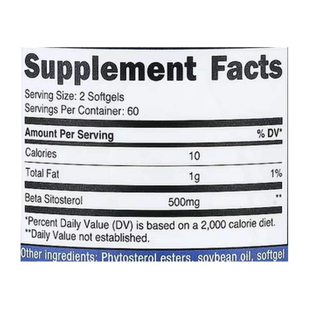 Nutricost, Beta Sitosterol, 120 Softgels supplement facts label showing ingredients, vitamins, minerals, and serving information