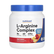 Nutricost, L-Arginine Complex, Fruit Punch, 16.9 oz, 474 g front packaging view