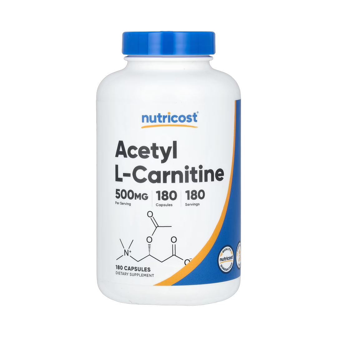 Nutricost, Acetyl L-Carnitine, 500 mg , 180 Capsules front packaging view