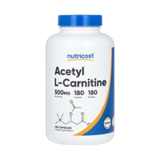 Nutricost, Acetyl L-Carnitine, 500 mg , 180 Capsules front packaging view