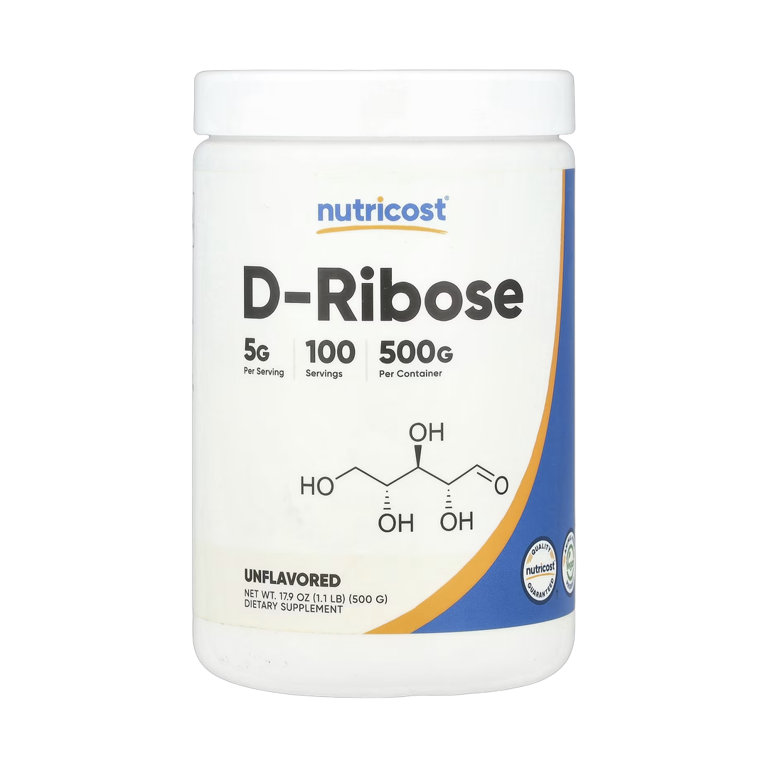Nutricost, D-Ribose, Unflavored, 17.9 oz, 500 g front packaging view