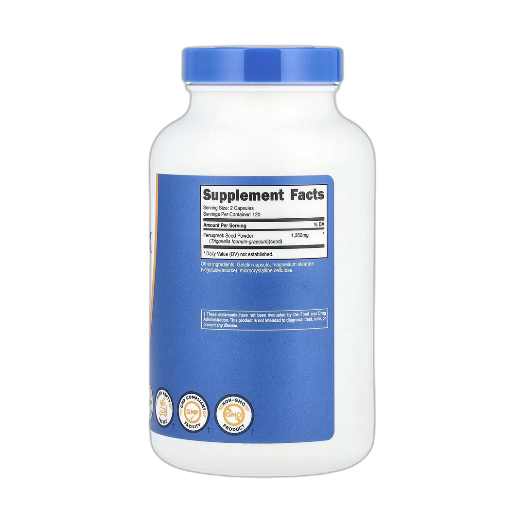 Nutricost, Fenugreek, 240 Capsules back packaging view