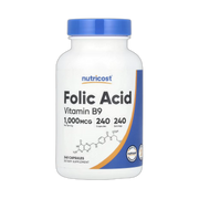 Nutricost, Folic Acid, 1,000 mcg, 240 Capsules front packaging view