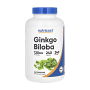 Nutricost, Ginkgo Biloba, 120 mg, 240 Capsules front packaging view