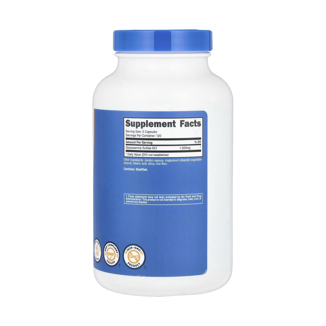 Nutricost, Glucosamine Sulfate, 240 Capsules back packaging view