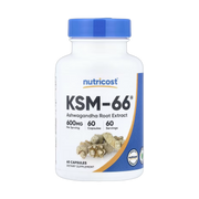 Nutricost, KSM-66, Ashwagandha Root Extract, 60 Capsules front packaging view