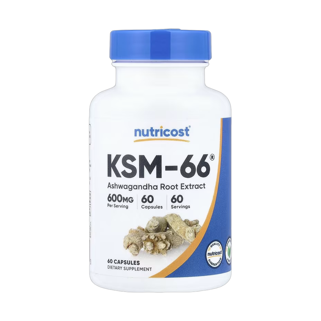 Nutricost, KSM-66, Ashwagandha Root Extract, 60 Capsules front packaging view