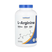 Nutricost, L-Arginine, 500 mg, 300 Capsules front packaging view