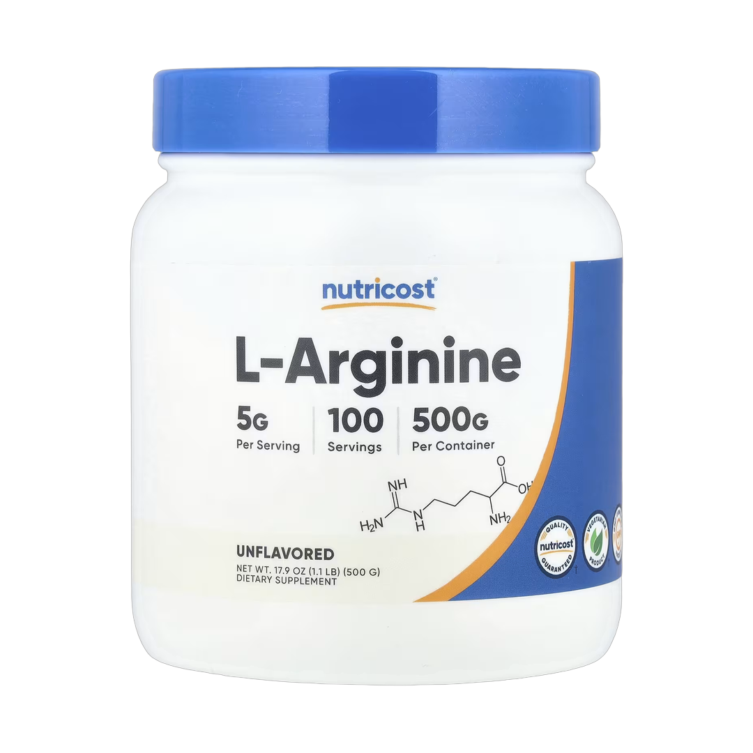 Nutricost, L-Arginine, Unflavored, 17.9 oz, 500 g front packaging view