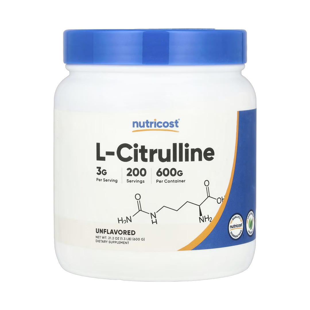 Nutricost, L-Citrulline, Unflavored , 1.3 lb, 600 g front packaging view