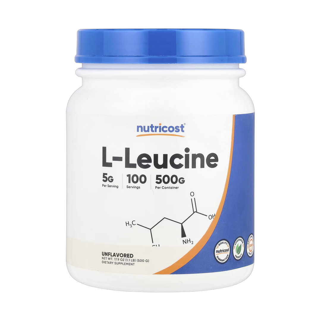 Nutricost, L-Leucine, Unflavored, 17.9 oz, 500 g front packaging view