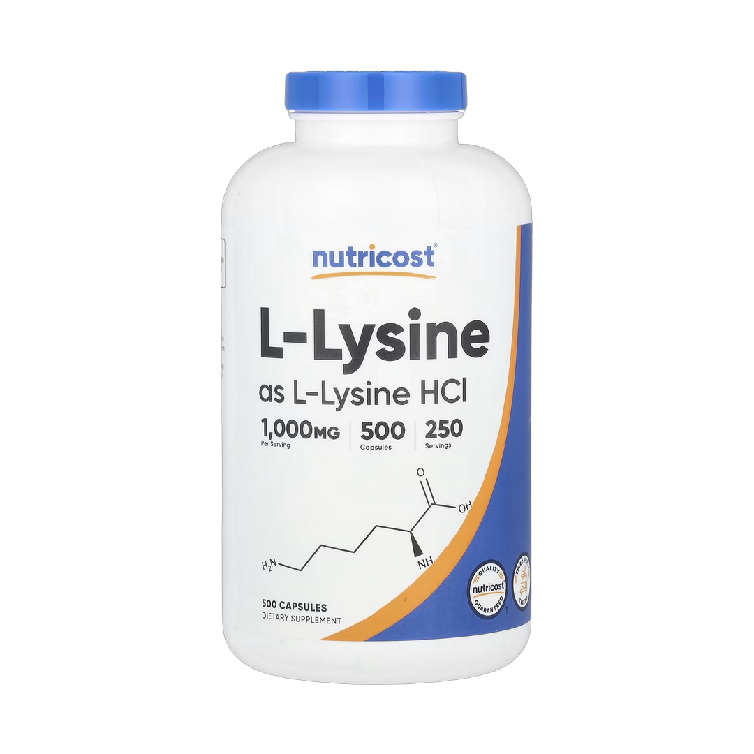 Nutricost, L-Lysine, 500 Capsules front packaging view