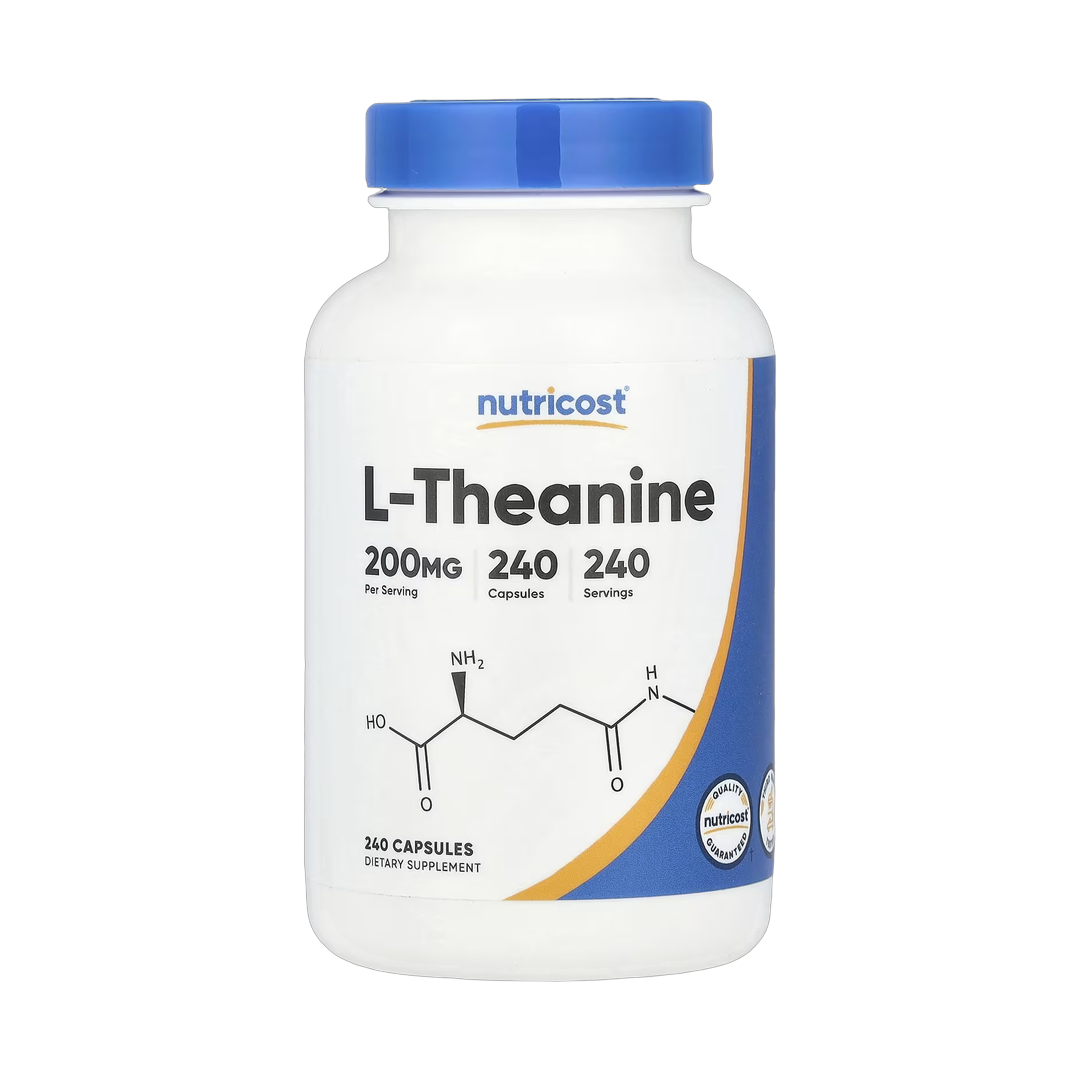 Nutricost, L-Theanine, 200 mg, 240 Capsules front packaging view