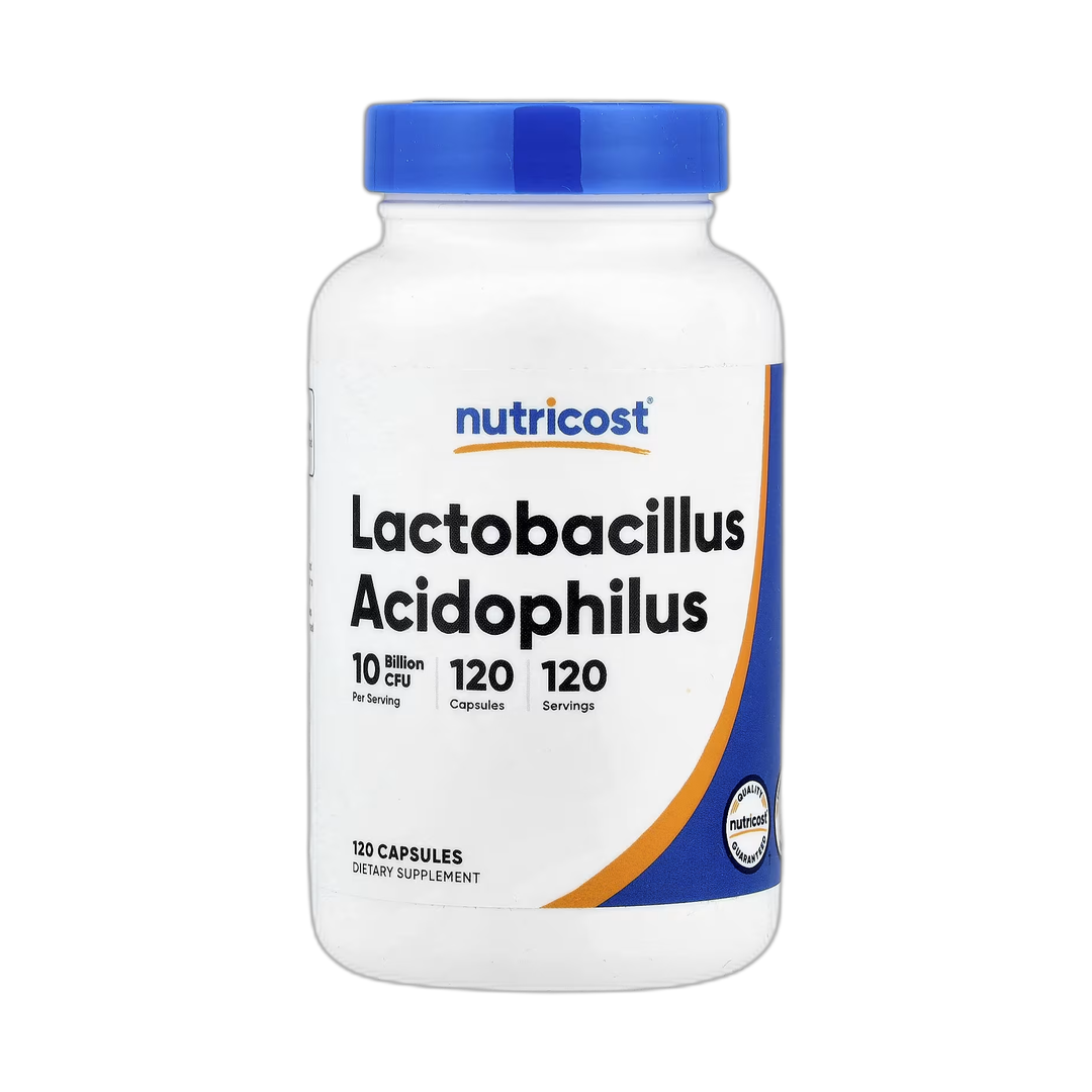 Nutricost, Lactobacillus Acidophilus, 50 mg (10 Billion CFU), 120 Capsules front packaging view