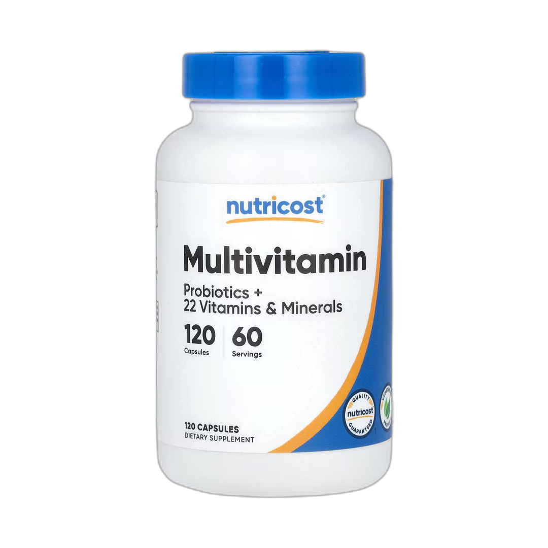 Nutricost, Multivitamin, Probiotics + 22 Vitamins & Minerals , 120 Capsules front packaging view