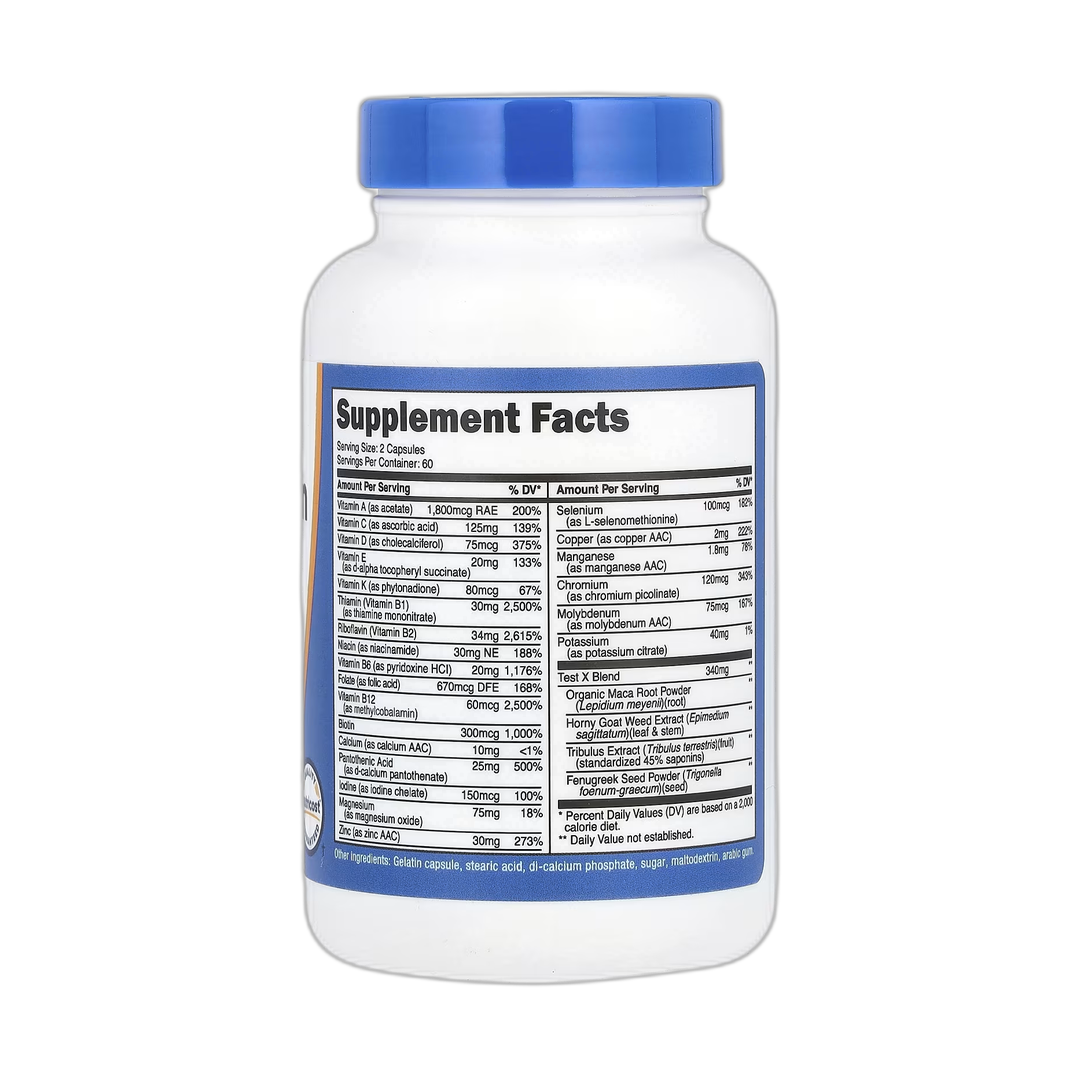 Nutricost, Multivitamin For Men, 120 Capsules back packaging view