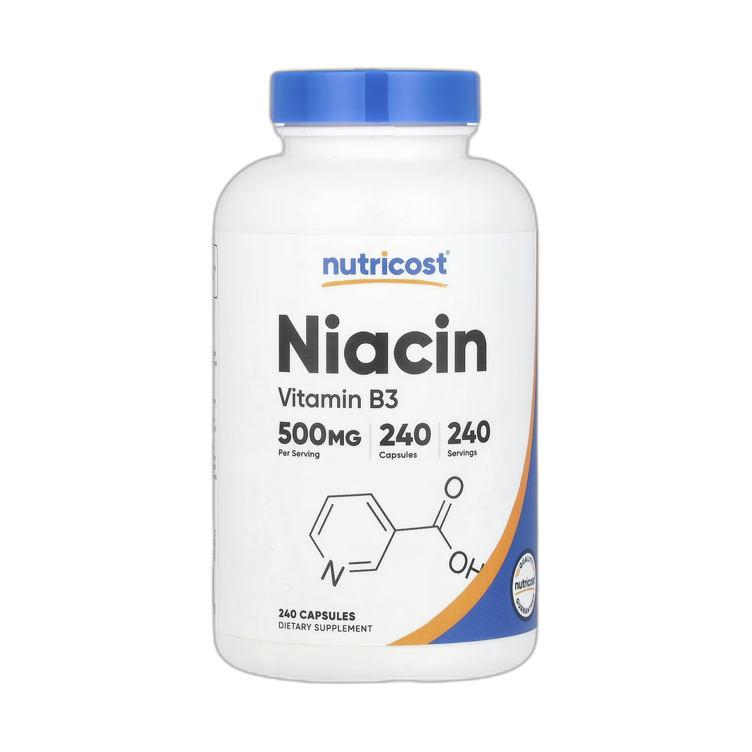 Nutricost, Niacin, 500 mg, 240 Capsules front packaging view