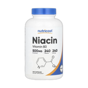 Nutricost, Niacin, 500 mg, 240 Capsules front packaging view