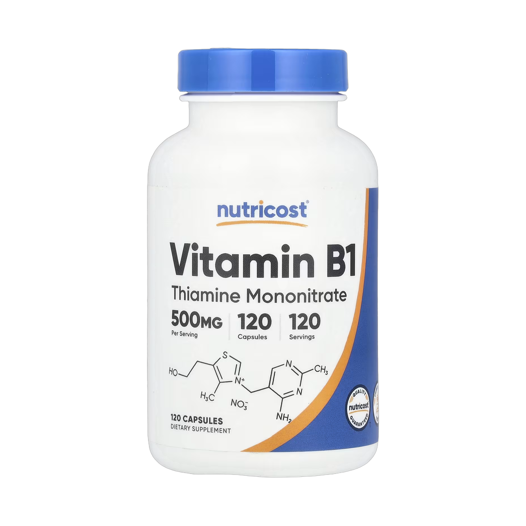 Nutricost, Vitamin B1, 500 mg, 120 Capsules front packaging view