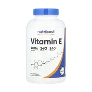 Nutricost, Vitamin E, 180 mg (400 IU), 240 Softgels front packaging view