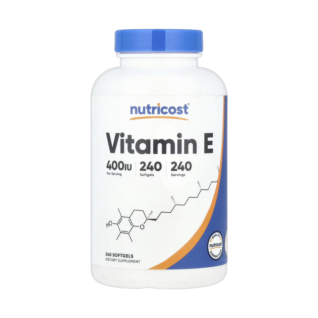 Nutricost, Vitamin E, 180 mg (400 IU), 240 Softgels front packaging view