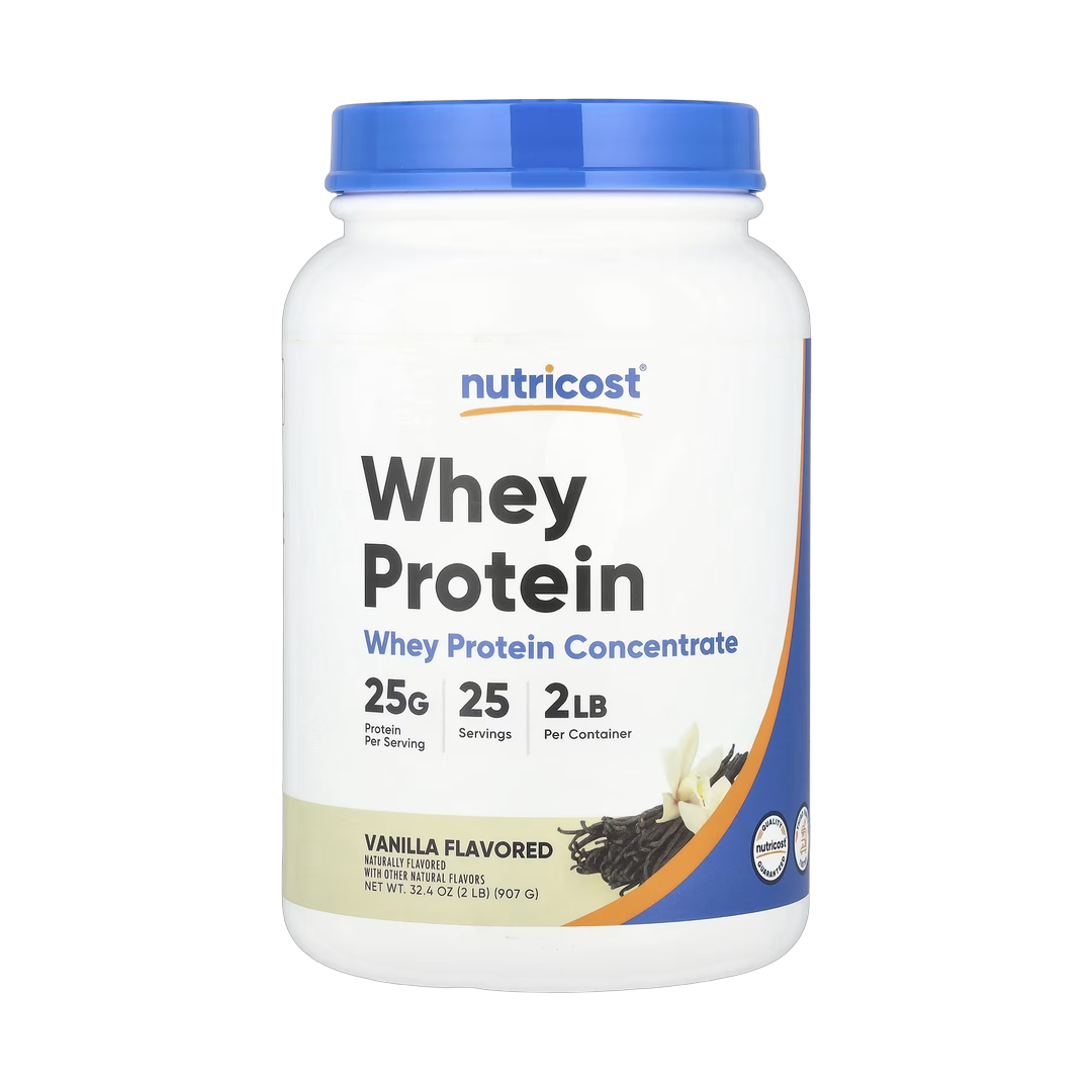 Nutricost, Whey Protein Concentrate, Vanilla, 2 lbs, 907 g front packaging view