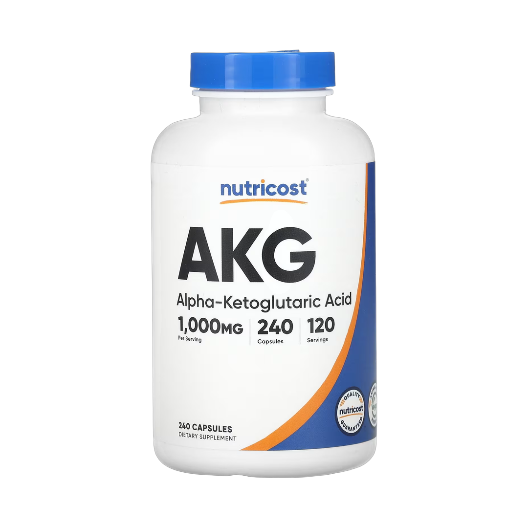 Nutricost, AKG (Alpha-Ketoglutaric Acid), 240 Capsules front packaging view