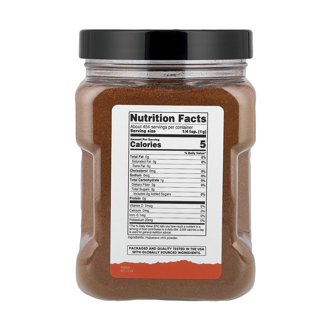 Nutricost, Pantry, Habanero Powder, 16.2 oz, 454 g back packaging view