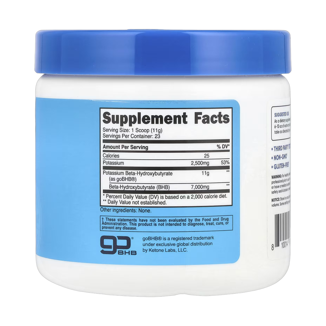Nutricost, Potassium BHB, goBHB, Unflavored, 8.9 oz, 250 g back packaging view