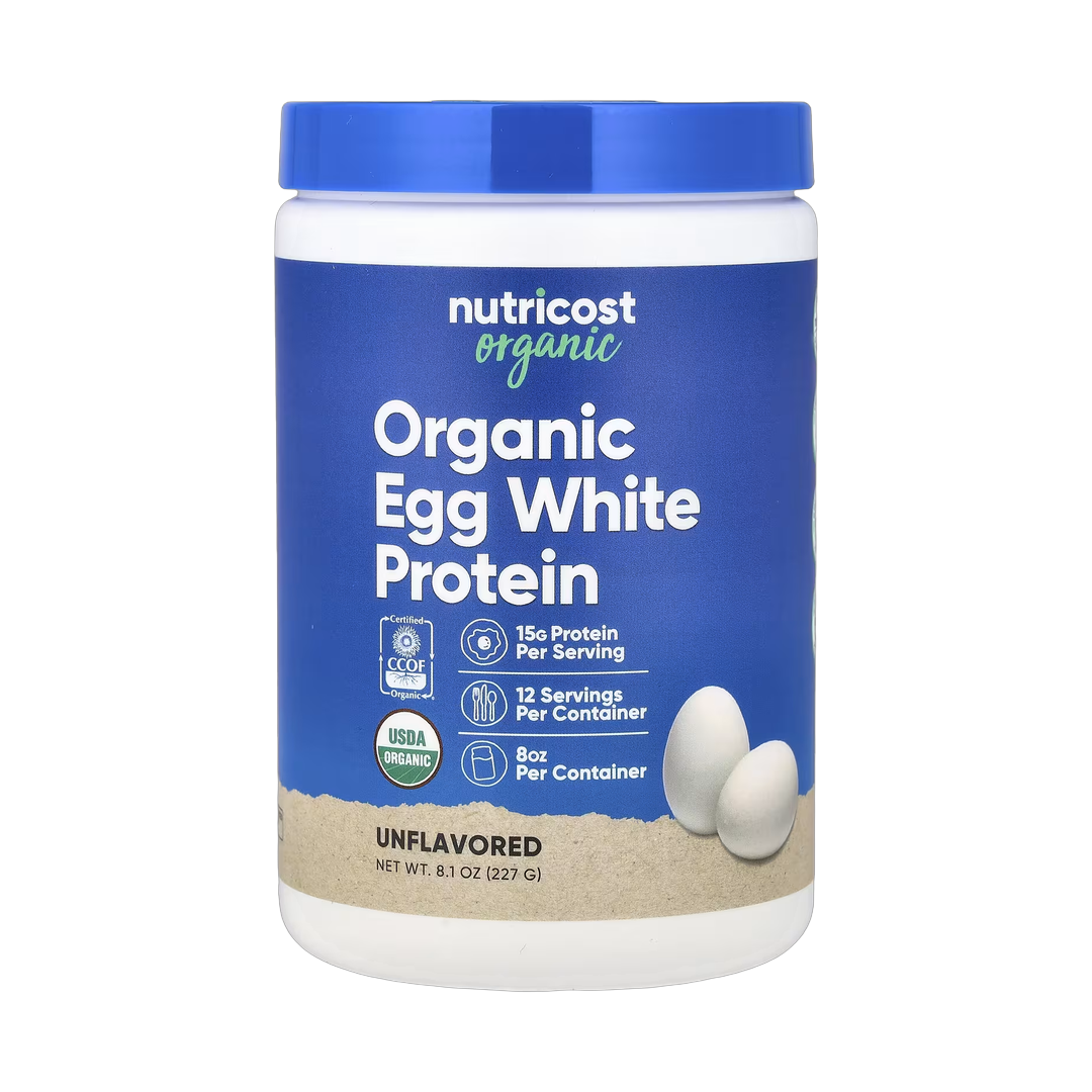 Nutricost, Organic Egg White Protein, Unflavored, 8.1 oz, 227 g front packaging view