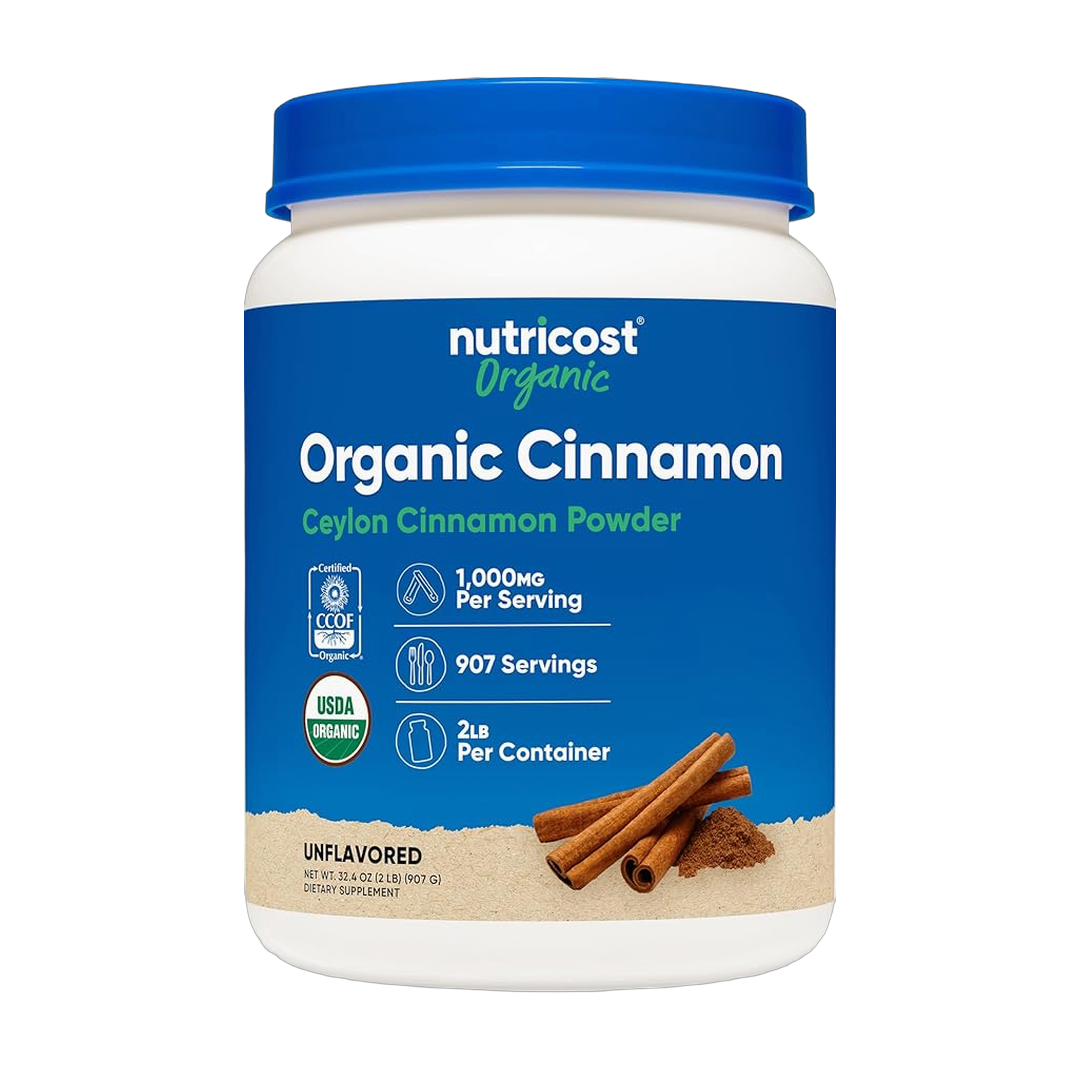 Nutricost, Organic Ceylon Cinnamon, 2 lb, 907 g front packaging view
