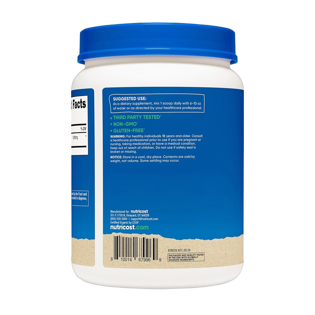 Nutricost, Organic Ceylon Cinnamon, 2 lb, 907 g packaging side view