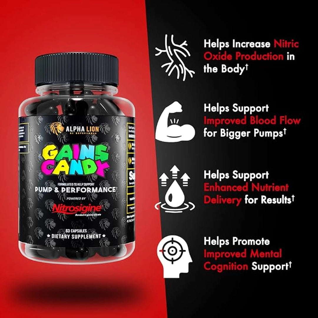 ALPHA LION, Gains Candy, 63 Capsules