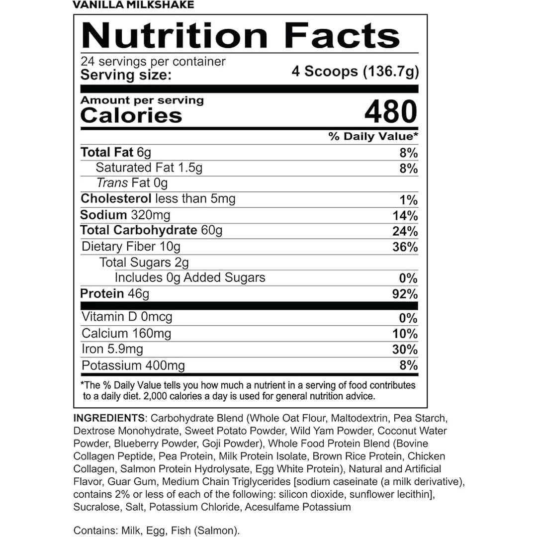 Redcon1, MRE, Whole Food Protein, Vanilla Milkshake, 7.16 lb (3,250 g)