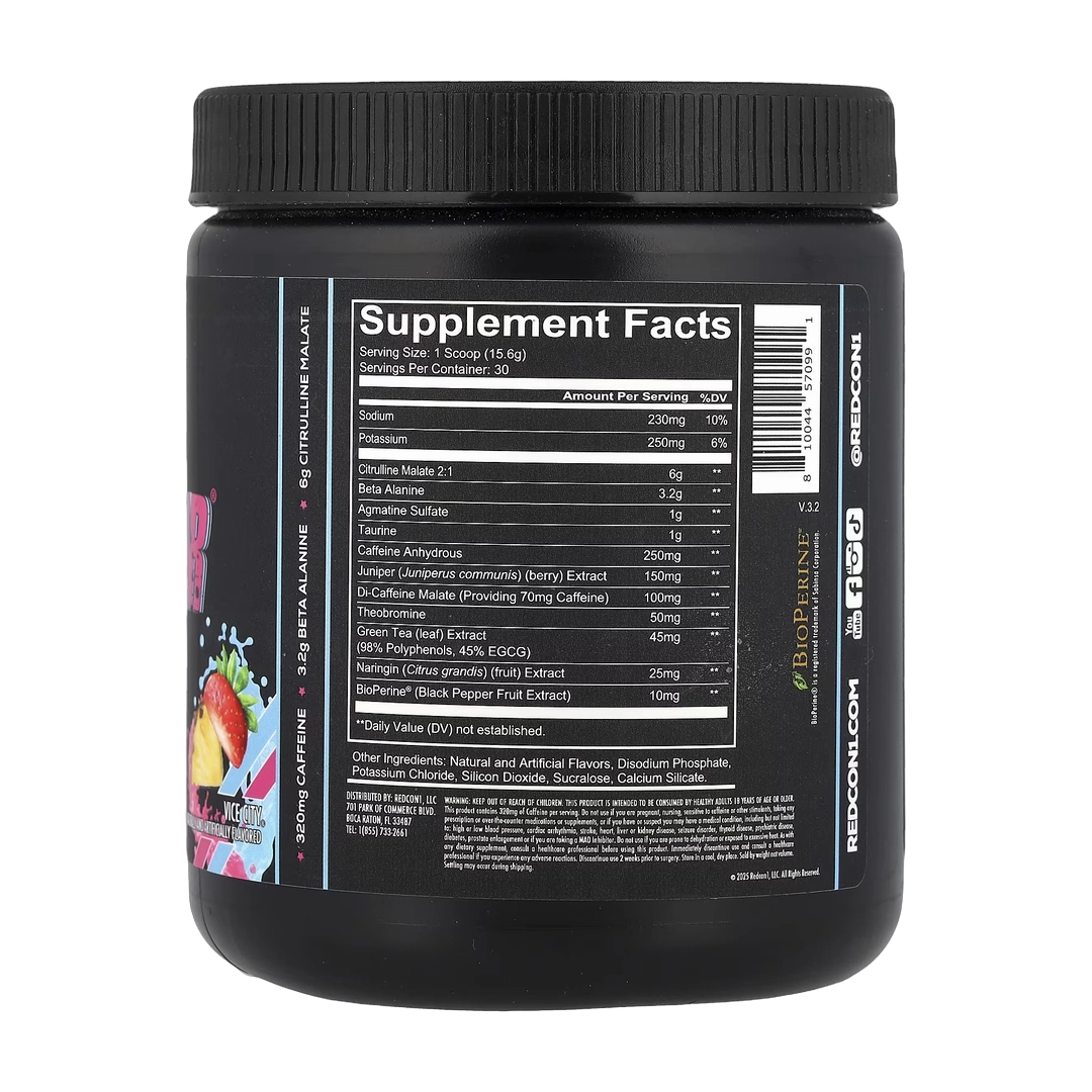 Redcon1, Total War®, Pre-Workout, Vice City Strawberry Pina Colada, 15.98 oz (453 g)