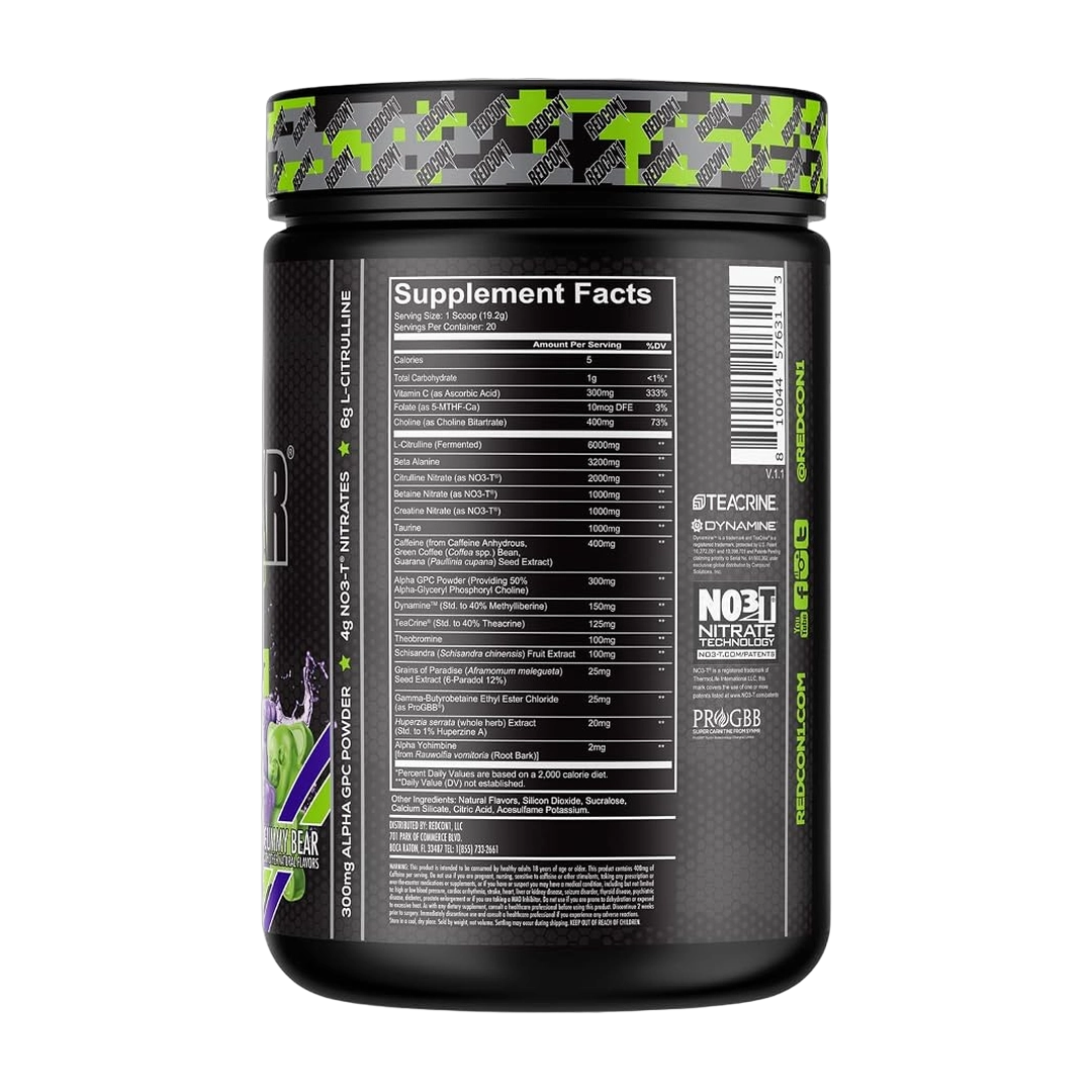 Redcon1, Total War Black Ops Extreme Preworkout, Sour Gummy Bear, 13.55 OZ (384 g)