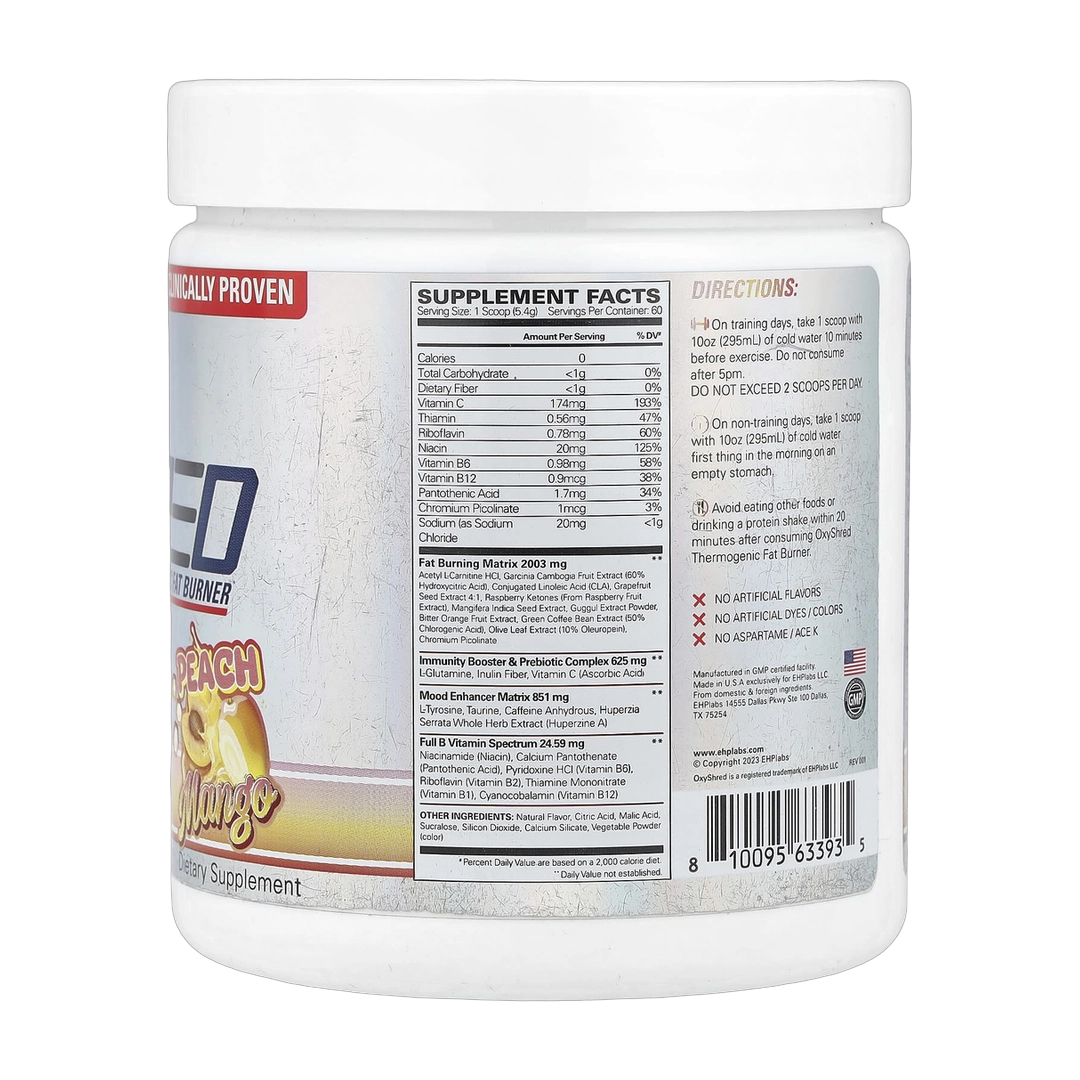 EHPlabs, OxyShred, Thermogenic Fat Burner, Peach Mango, 11.36 oz (322 g)