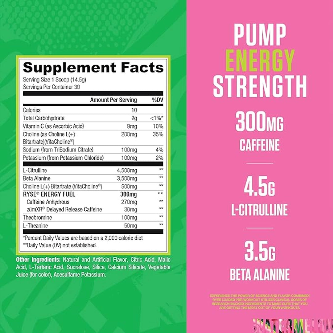 RYSE, Loaded Pre-Workout, Sour Punch Watermelon, 15.3 oz, 435 g