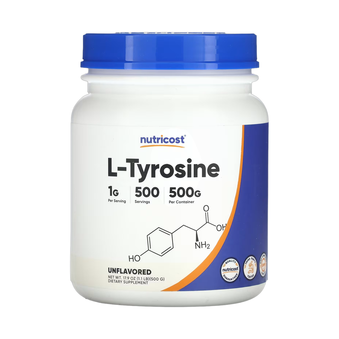 Nutricost, L-Tyrosine, Unflavored, 17.9 oz, 500 g front packaging view
