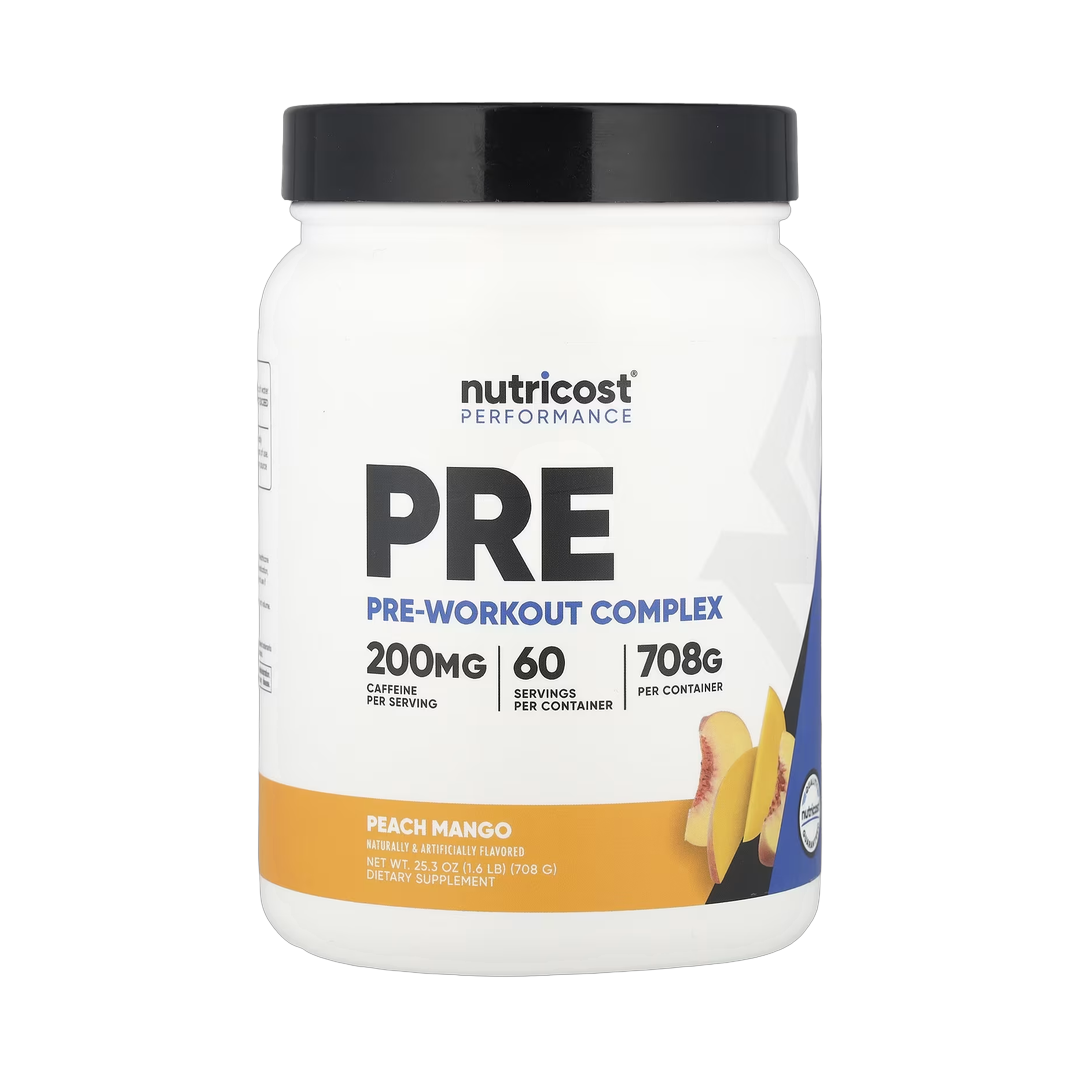 Nutricost, Performance, Pre-Workout Complex, Peach Mango, 1.6 lb, 708 g front packaging view